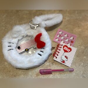 Hello Kitty White and Red Plush Wristlet stationary set.